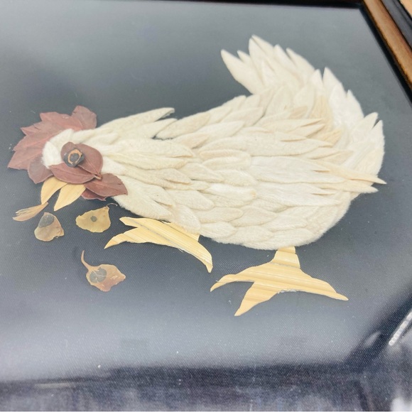 Flower Petal Art Chicken & Chicks Signed Joan Sands 1992 Fair Lea Floral Studio - Picture 7 of 14